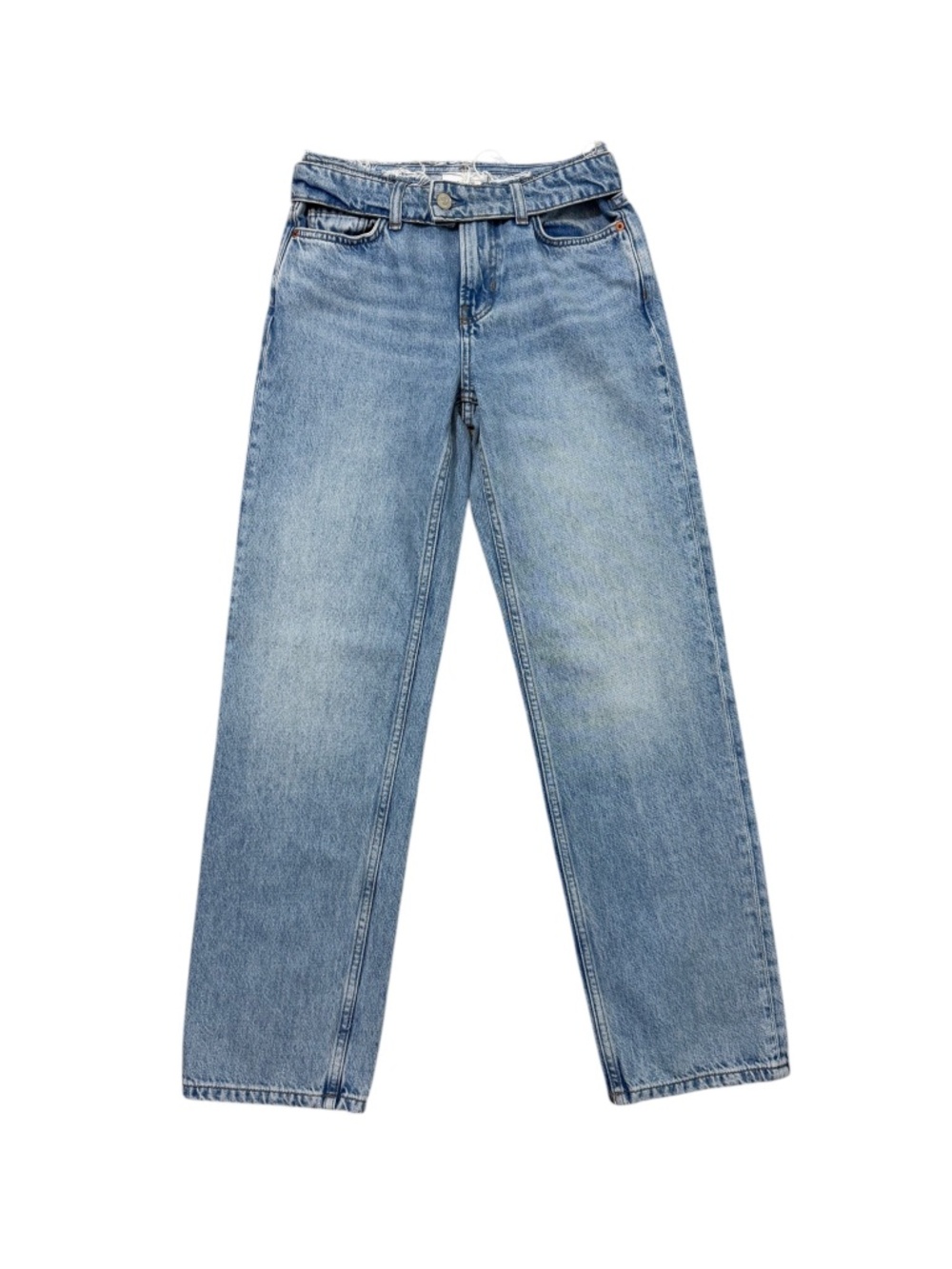 REFORMATION Charlee Low Rise Straight Leg Jeans Light Wash Raw Hem 23 $178